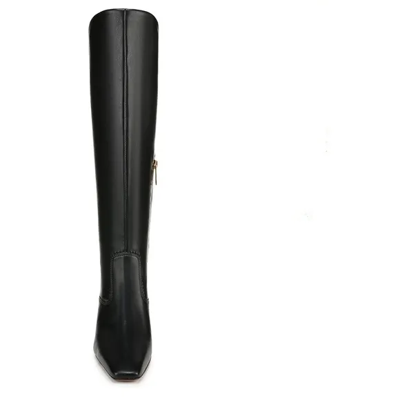 NINE WEST Black Shiny Patent Leather Thin Block Heeled Tall Knee-length Boot 7.5