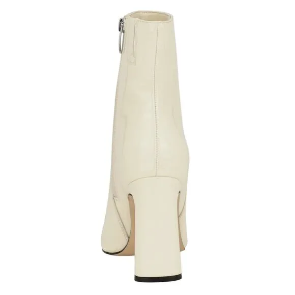 Nine West Women's Tiddo Square Toe Flared Heel Dress Booties Cream Size 12