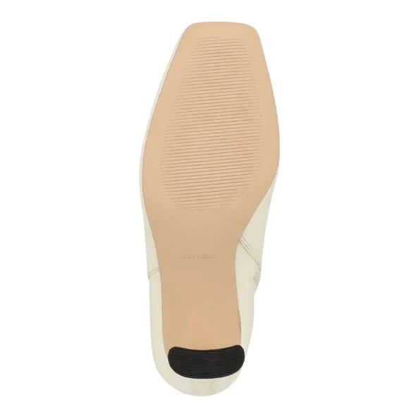 Nine West Women's Tiddo Square Toe Flared Heel Dress Booties Cream Size 12
