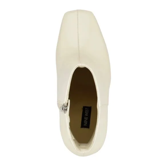 Nine West Women's Tiddo Square Toe Flared Heel Dress Booties Cream Size 12