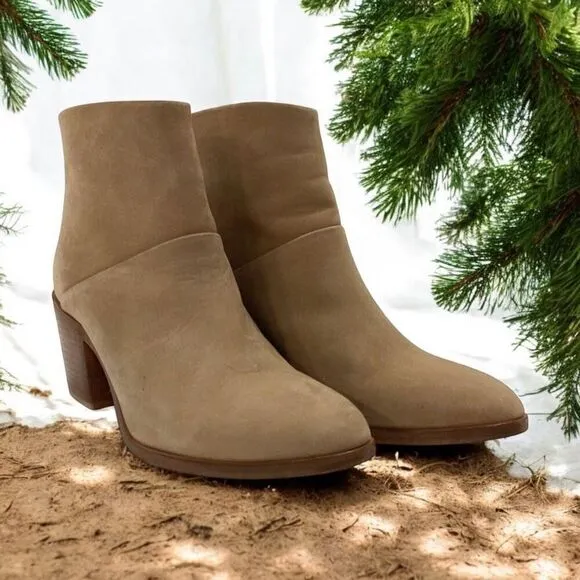 Nisolo Dari Shoes Womens Size 8 Brown Leather Back Zip Heeled Boot Almond Toe