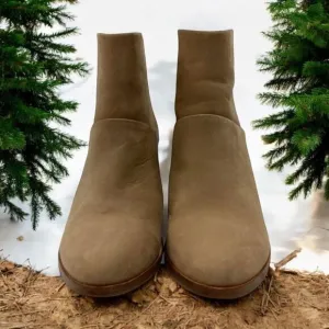 Nisolo Dari Shoes Womens Size 8 Brown Leather Back Zip Heeled Boot Almond Toe