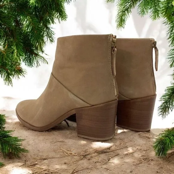 Nisolo Dari Shoes Womens Size 8 Brown Leather Back Zip Heeled Boot Almond Toe