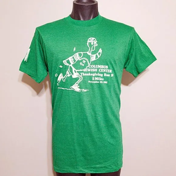 NOS Vintage 80s Columbus Ohio Jewish Thanksgiving Run Tee Shirt XL Single Stitch