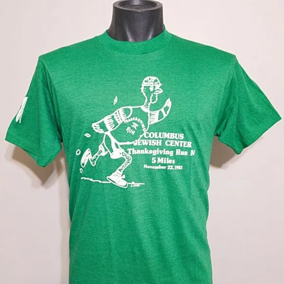 NOS Vintage 80s Columbus Ohio Jewish Thanksgiving Run Tee Shirt XL Single Stitch