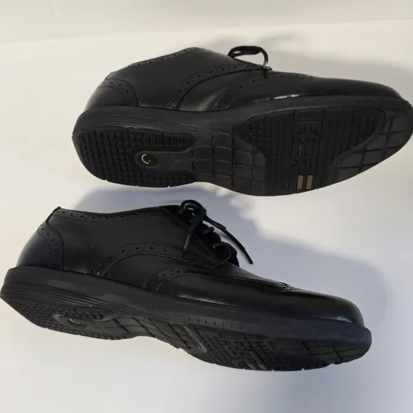 Nunn Bush Mens Comfort Gel Slip Resistant Black Leather Wingtip Oxford Shoes 9.5