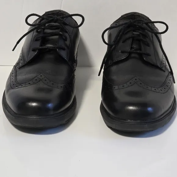 Nunn Bush Mens Comfort Gel Slip Resistant Black Leather Wingtip Oxford Shoes 9.5