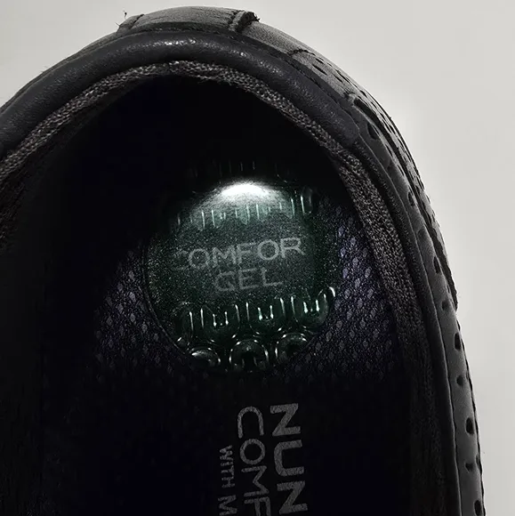 Nunn Bush Mens Comfort Gel Slip Resistant Black Leather Wingtip Oxford Shoes 9.5