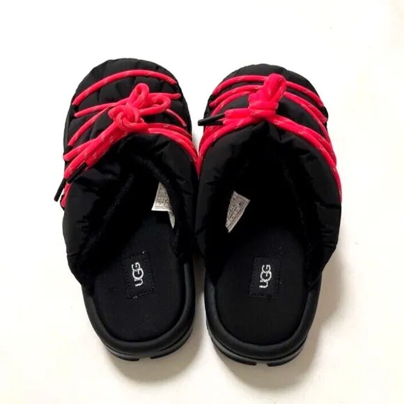 NWOB $120 UGG Spaceslider Tech Slide Slippers Black 1143951 Puffy Furry