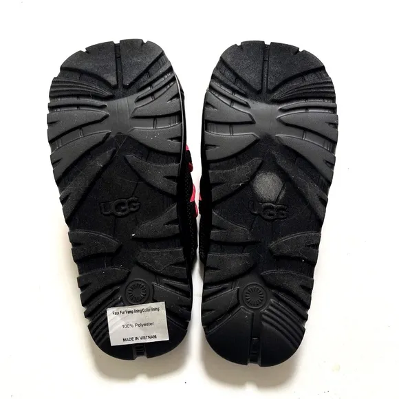 NWOB $120 UGG Spaceslider Tech Slide Slippers Black 1143951 Puffy Furry