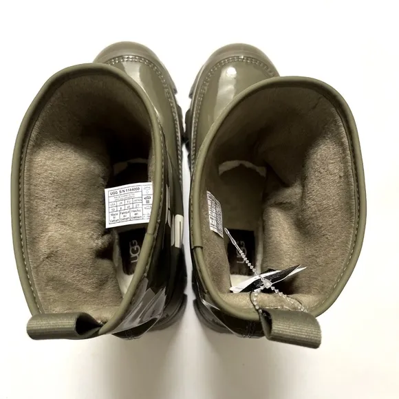 NWOB $170 UGG Brellah Mini Waterproof Chunky Bootie Rain Olive Green Boots