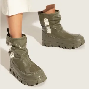 NWOB $170 UGG Brellah Mini Waterproof Chunky Bootie Rain Olive Green Boots