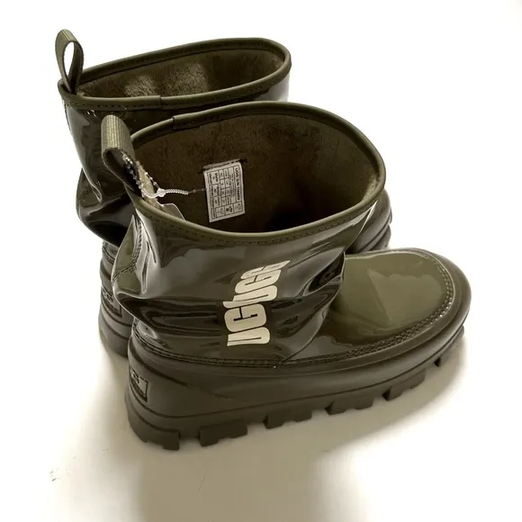 NWOB $170 UGG Brellah Mini Waterproof Chunky Bootie Rain Olive Green Boots