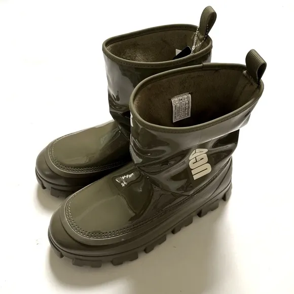 NWOB $170 UGG Brellah Mini Waterproof Chunky Bootie Rain Olive Green Boots