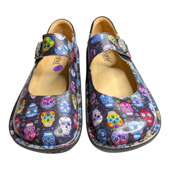 NWOB Alegria Paloma Crystal Sugar Skull Mary Jane Comfort Shoes Size 38  8/8.5