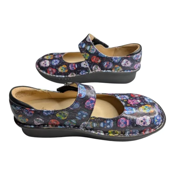 NWOB Alegria Paloma Crystal Sugar Skull Mary Jane Comfort Shoes Size 38  8/8.5