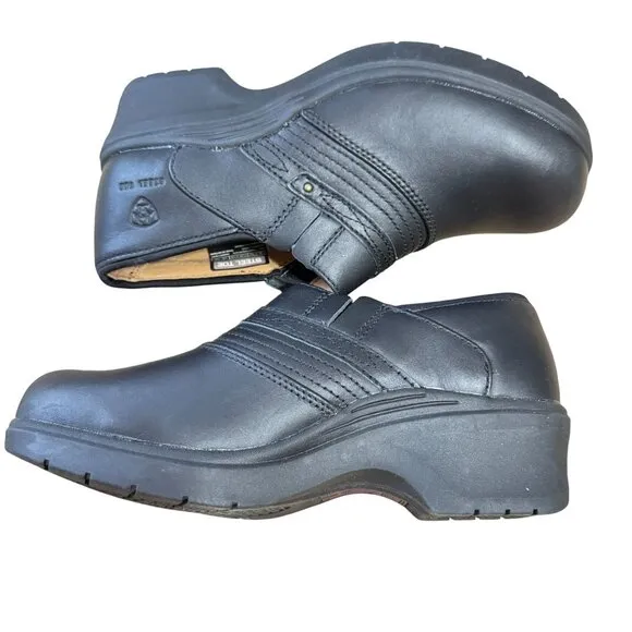 NWOB Ariat Safety Steel Toe Shoes Sz 9.5 Black Leather Oil Slip Resistant Womens