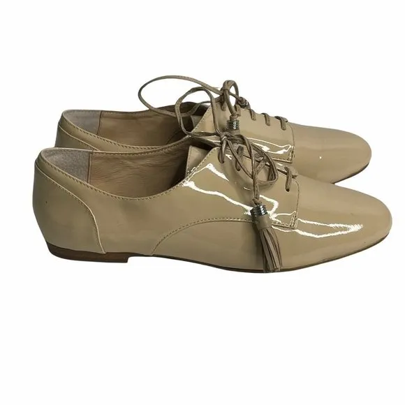 NWOB Botkier NY Shoes Caia Natural Patent Tassel Derby Oxford