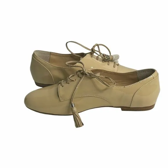 NWOB Botkier NY Shoes Caia Natural Patent Tassel Derby Oxford