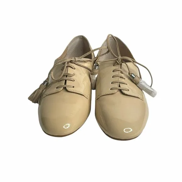 NWOB Botkier NY Shoes Caia Natural Patent Tassel Derby Oxford