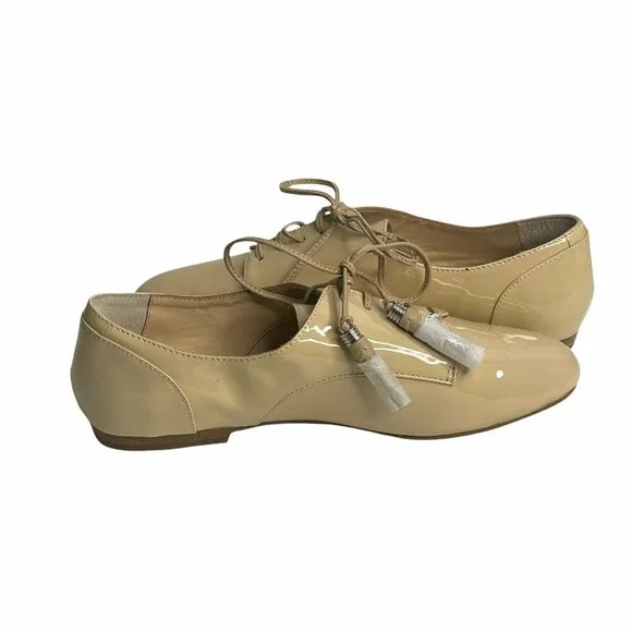 NWOB Botkier NY Shoes Caia Natural Patent Tassel Derby Oxford