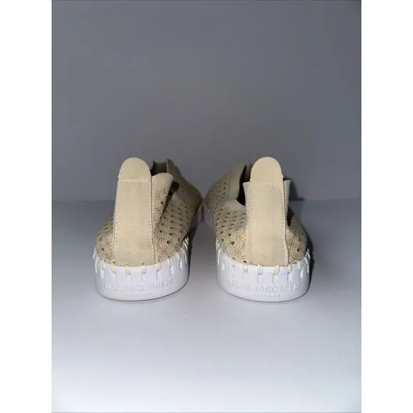 NWOB Ilse Jacobsen Beige Leather Tulip Perforated Slip on Shoes Size 10