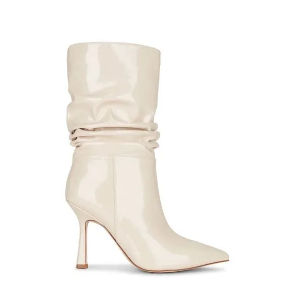 NWOB Jeffrey Campbell Guillo Pointed Toe Slouchy Boots in Ivory Patent size 8.5