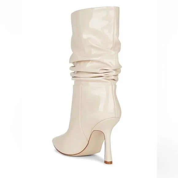 NWOB Jeffrey Campbell Guillo Pointed Toe Slouchy Boots in Ivory Patent size 8.5