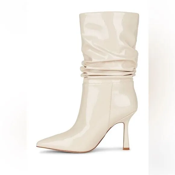 NWOB Jeffrey Campbell Guillo Pointed Toe Slouchy Boots in Ivory Patent size 8.5