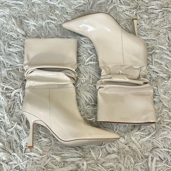 NWOB Jeffrey Campbell Guillo Pointed Toe Slouchy Boots in Ivory Patent size 8.5