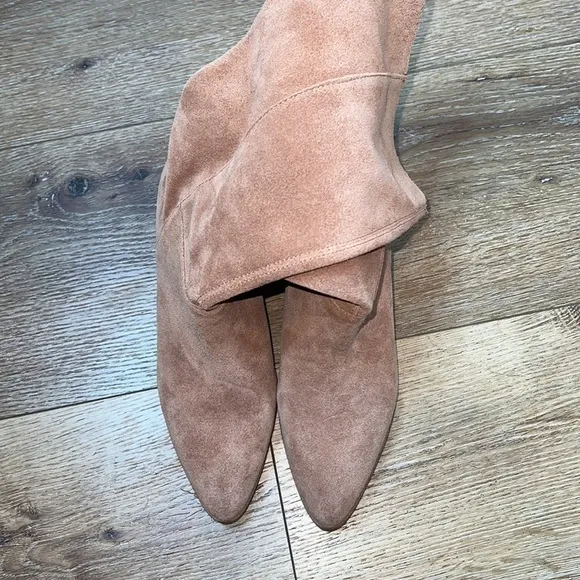 NWOB Lucky Brand Fukko Light Brown Suede Mid Calf Boots 38.5/8M