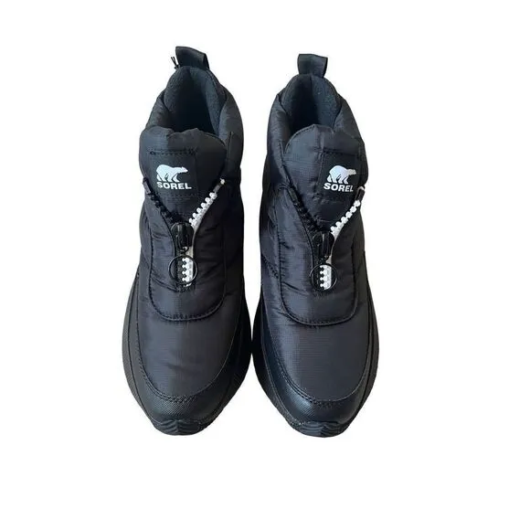 NWOB SOREL OUT N ABOUT PUFFY ZIP BOOT BLACK WHITE Boots size 10 Winter Waterproo