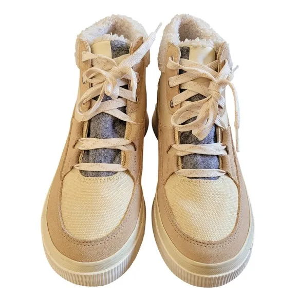 NWOB SOREL Womens Out 'N About Cozy Sneaker Boots Tawny Buff High Top Cream 9