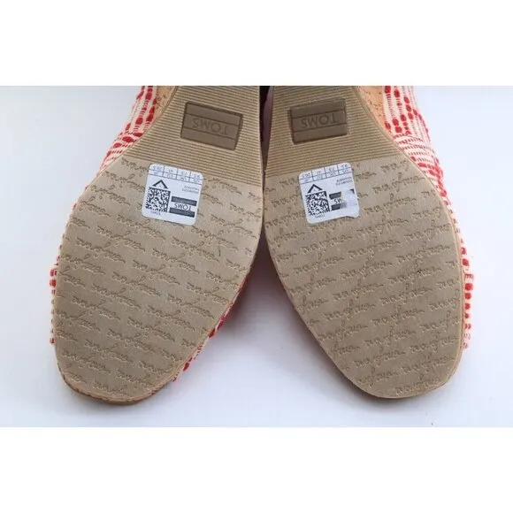 Nwob Toms Scarlett Cross Stitch Peep Toe Wedge Shoes Cork Heel Womens Sz 9.5