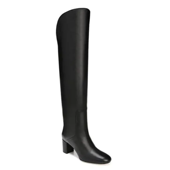 NWOB Via Spiga Women's Nair Almond Toe Leather Mid-Heel Boots Size 6