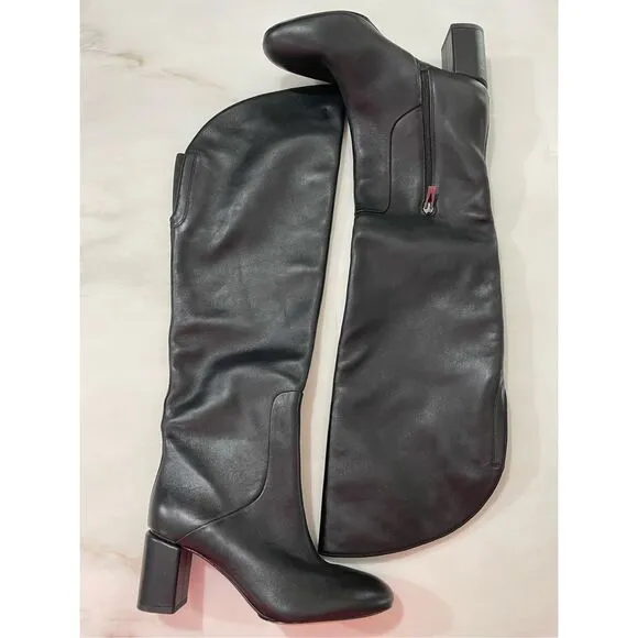 NWOB Via Spiga Women's Nair Almond Toe Leather Mid-Heel Boots Size 6
