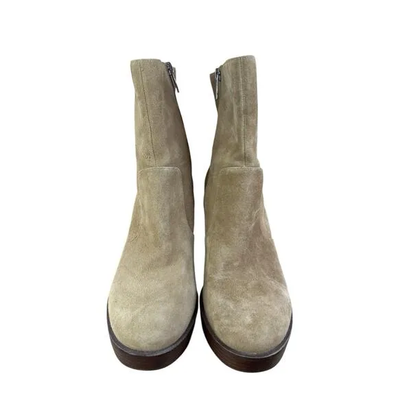 NWOB Vince Camuto Taupe Suede Platform Block Heel Ankle Boots Size 8.5