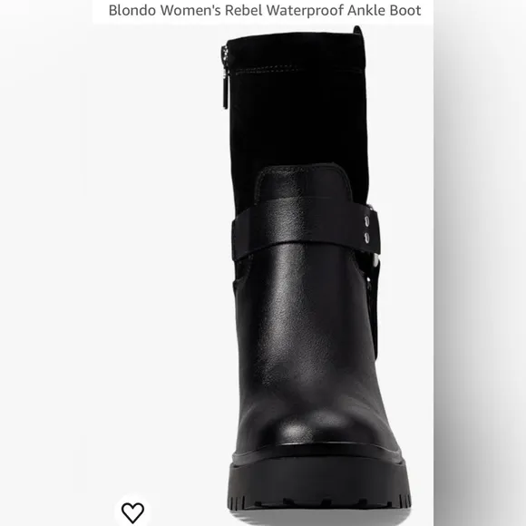NWOT Blondo Women's 7.5 Rebel Black Waterproof Leather &amp; Suede Moto Ankle Boot