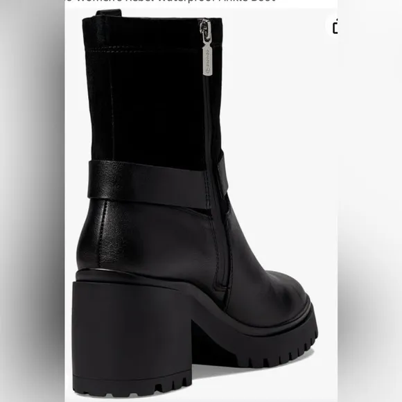 NWOT Blondo Women's 7.5 Rebel Black Waterproof Leather &amp; Suede Moto Ankle Boot