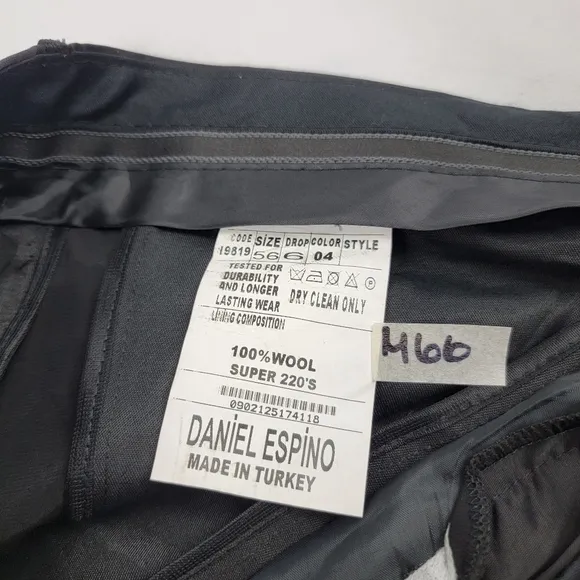 NWOT Daniel Espino wool slim fit unhemmed satin sheen dress pant