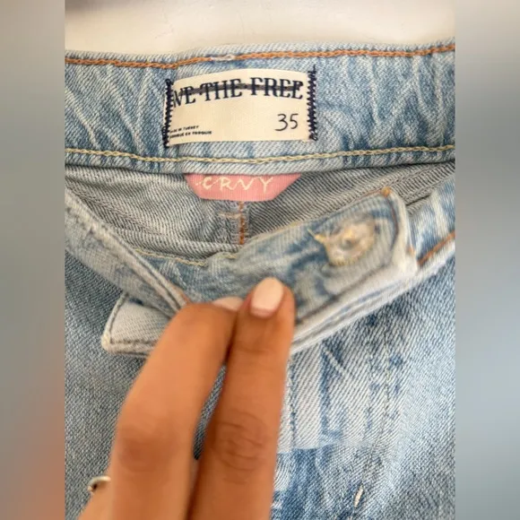 NWOT Free People We The Free CRVY High Voltage Denim High Rise Short Sz 35