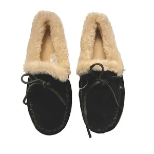 NWOT J Crew Style K4997 Black Faux Sherpa Indoor Outdoor Slippers Sz 7