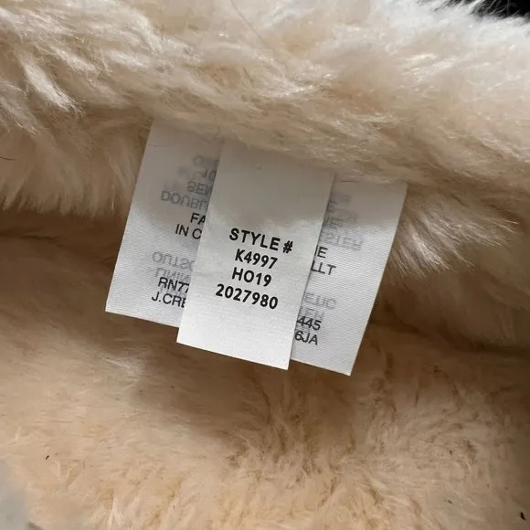 NWOT J Crew Style K4997 Black Faux Sherpa Indoor Outdoor Slippers Sz 7