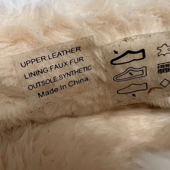 NWOT J Crew Style K4997 Black Faux Sherpa Indoor Outdoor Slippers Sz 7