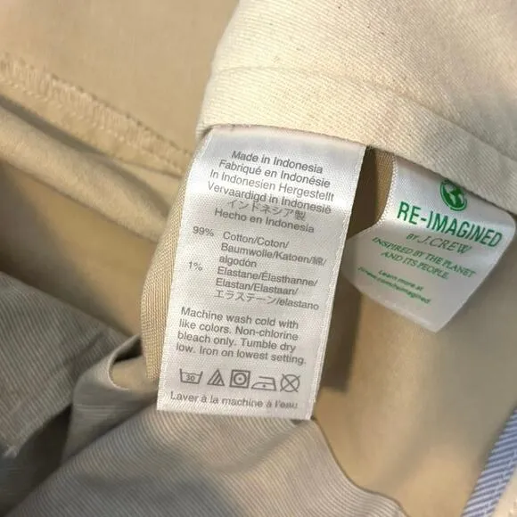 NWOT J.Crew Slim Fit Flex Chino Pant In Light Khaki Size 36x32