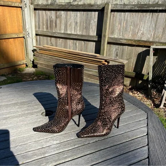 Nwot JEFFREY CAMPBELL iconic-e stiletto boot in‎ bronze gold metallic size 5