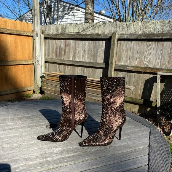 Nwot JEFFREY CAMPBELL iconic-e stiletto boot in‎ bronze gold metallic size 5