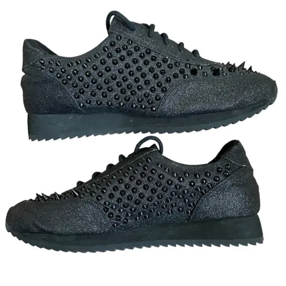 NWOT Jeffrey Campbell x Handmade Havana Last Black Sparkling Spike Sneakers