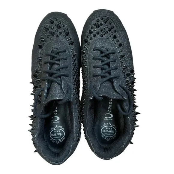 NWOT Jeffrey Campbell x Handmade Havana Last Black Sparkling Spike Sneakers