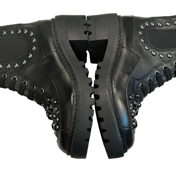 NWOT, KARL LAGERFELD Breck Boot, Black Silver studded, Sz 5
